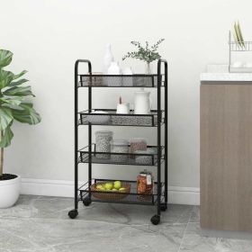 4-Tier Kitchen Trolley Black 18.1"x10.2"x33.5" Iron