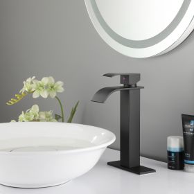 Single lever waterfall bathroom sink faucet