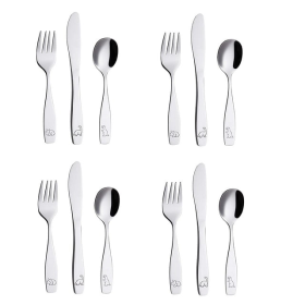 Exzact Children Flatware 12pcs Stainless Steel Kid Silverware - Dinosaur